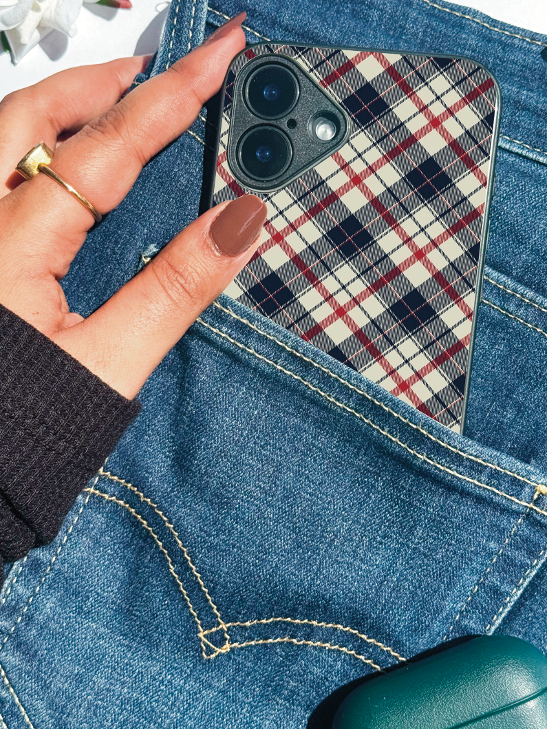 Plaid Perfection Premium Glass Back Cover For iPhone 11,12,13,14,15,16,17 Models The Case & Co