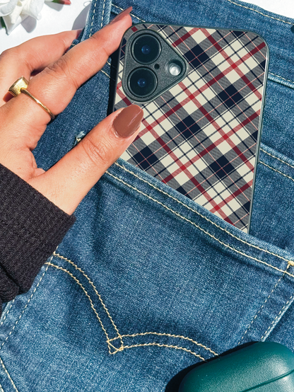 Plaid Perfection Premium Glass Back Cover For iPhone 11,12,13,14,15,16,17 Models The Case & Co