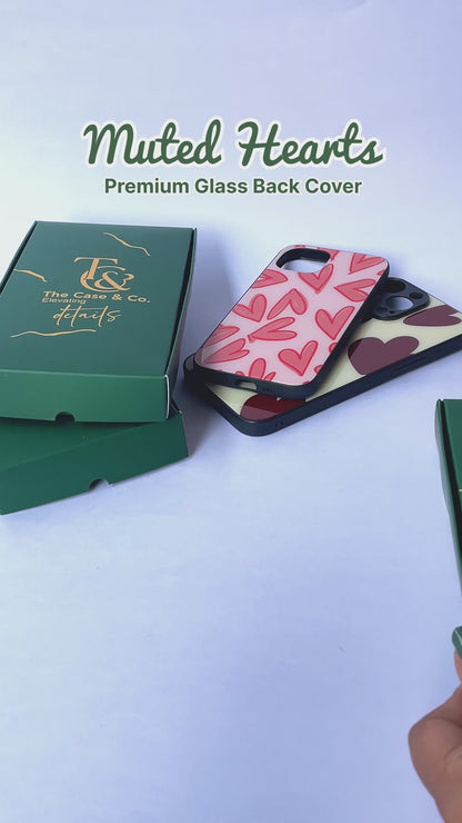 Muted Hearts Premium Glass Back Cover For iPhone 11-17 Models