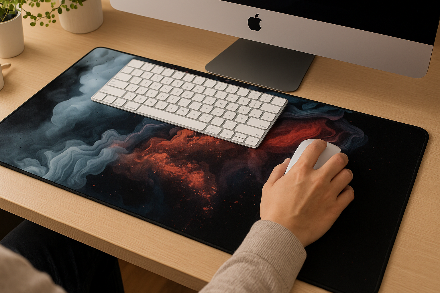 Printed Mouse Pad| Silicon Base | Aesthetic Smoke Graphic | Available in Size - Small, Large The Case & Co