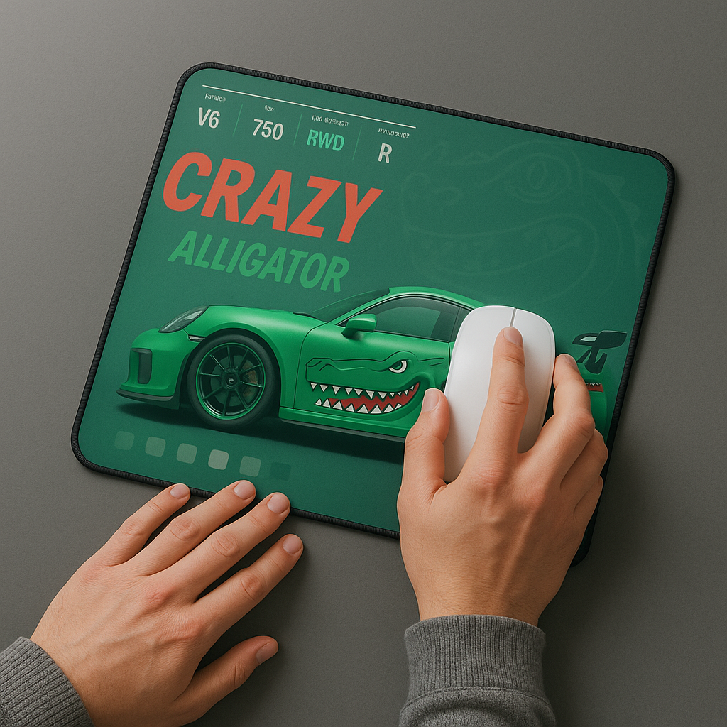 Printed Mouse Pad| Silicon Base | Later Alligator Graphic | Available in Size - Small, Large The Case & Co