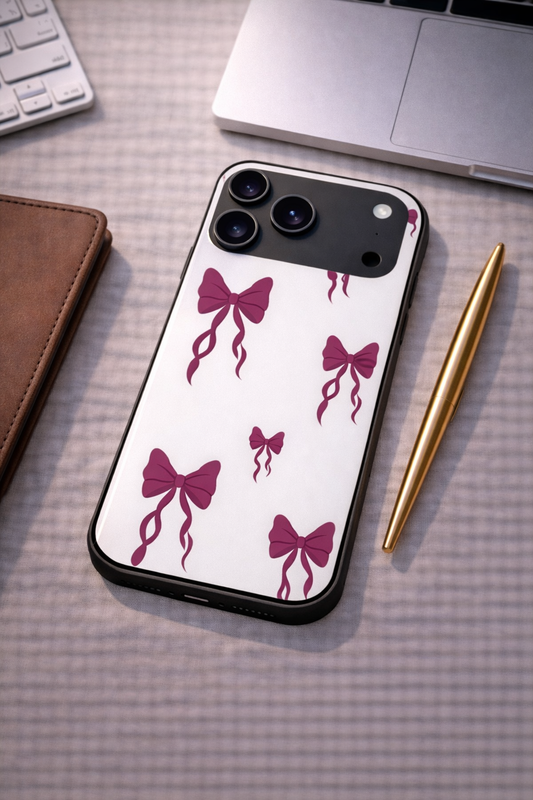 Purple Charm Premium Glass Back Cover For iPhone 11,12,13,14,15,16,17 Models The Case & Co