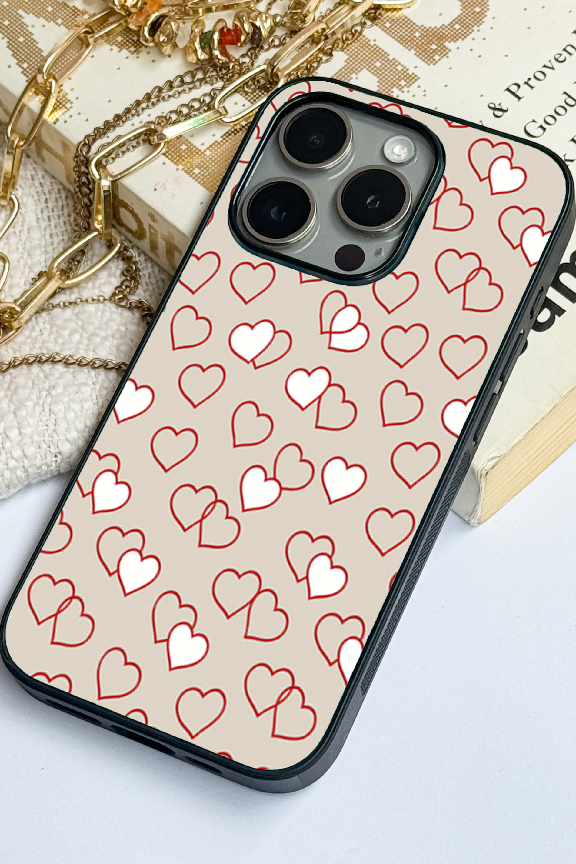 Puzzled Hearts Premium Glass Back Cover For iPhone 11,12,13,14,15,16,17 Models The Case & Co