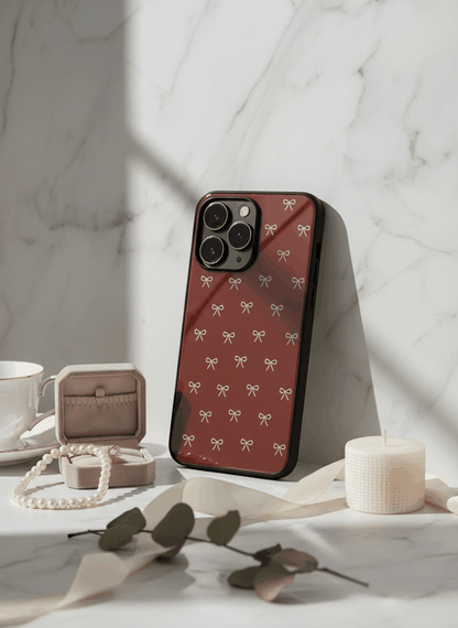 Red Bow Beaut Glass Back Cover For iPhone 11-17 The Case & Co