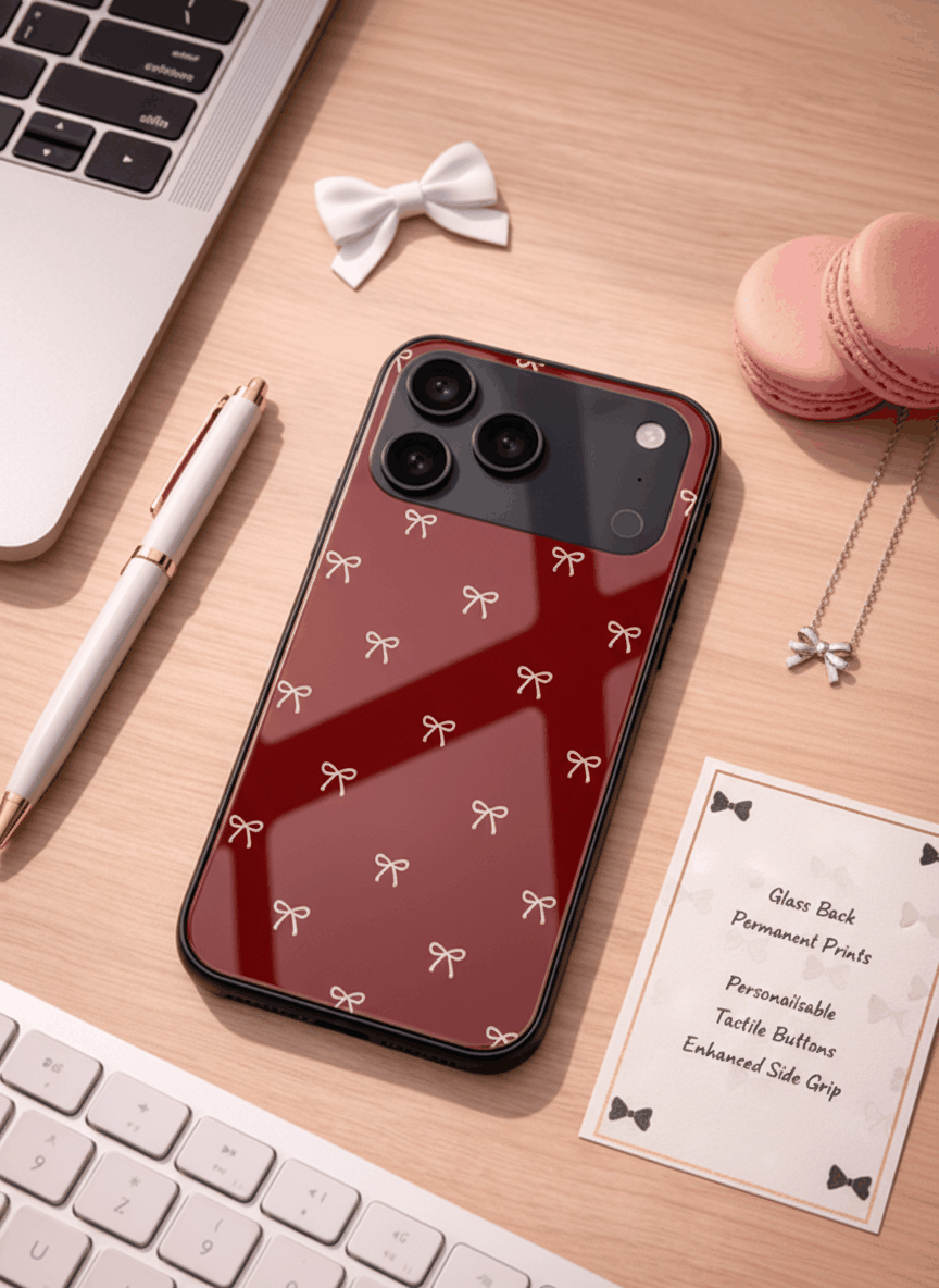 Red Bow Beaut Glass Back Cover For iPhone 11-17 The Case & Co