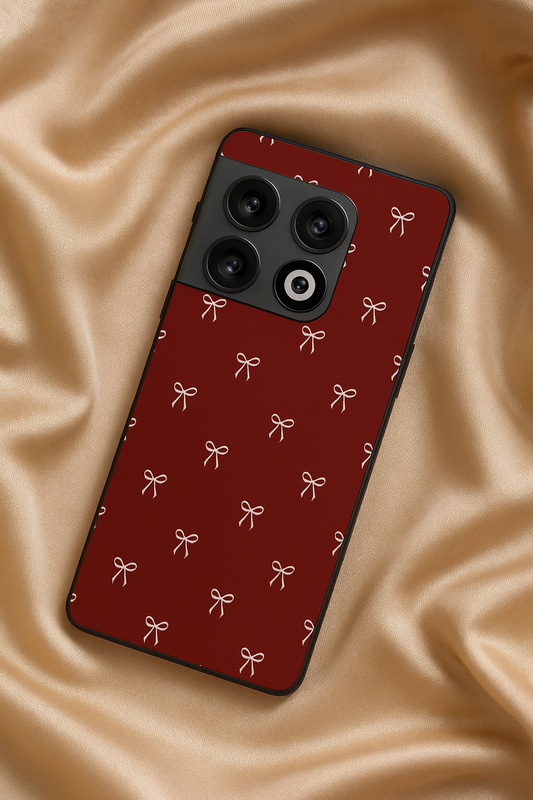 Red Bow Beaut Premium Glass Back Cover For One Plus 13, 12, 11, 10, Nord Series The Case & Co