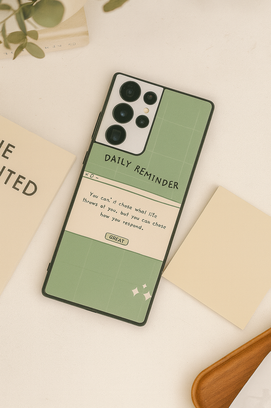 Respond Mode Premium Glass Back Cover For Galaxy S, A, M & F Series The Case & Co