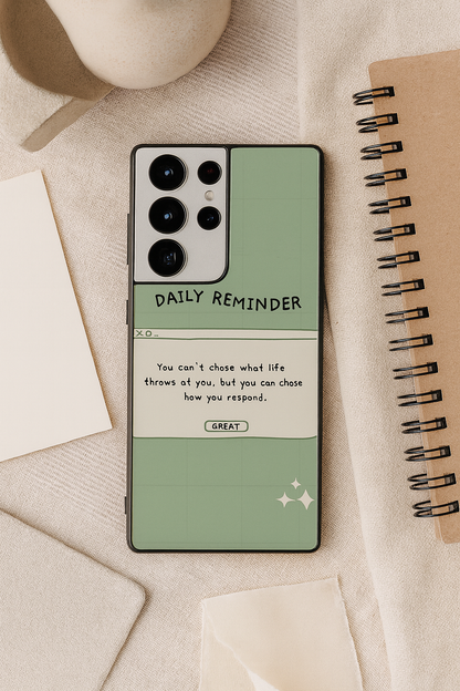 Respond Mode Premium Glass Back Cover For Galaxy S, A, M & F Series The Case & Co