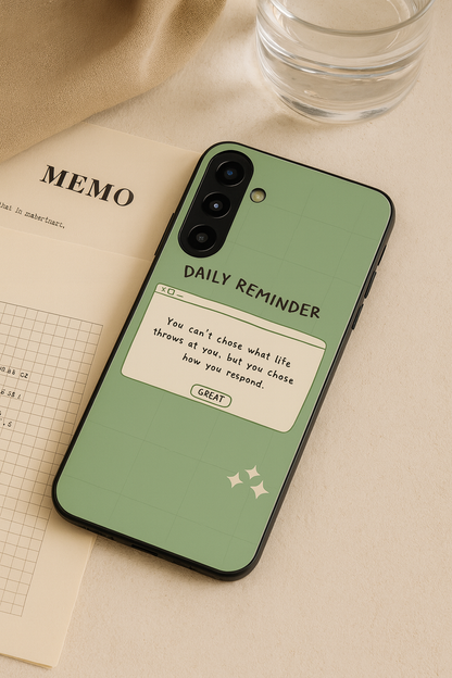 Respond Mode Premium Glass Back Cover For Galaxy S, A, M & F Series The Case & Co