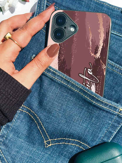 Rose Haze Personalised Name Premium Glass Back Cover For iPhone 11,12,13,14,15,16,17 Models The Case & Co