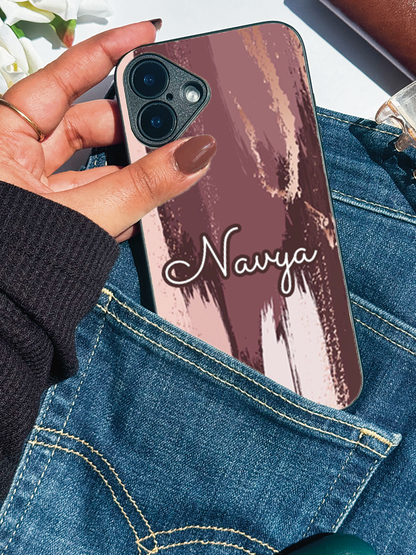 Rose Haze Personalised Name Premium Glass Back Cover For iPhone 11,12,13,14,15,16,17 Models The Case & Co