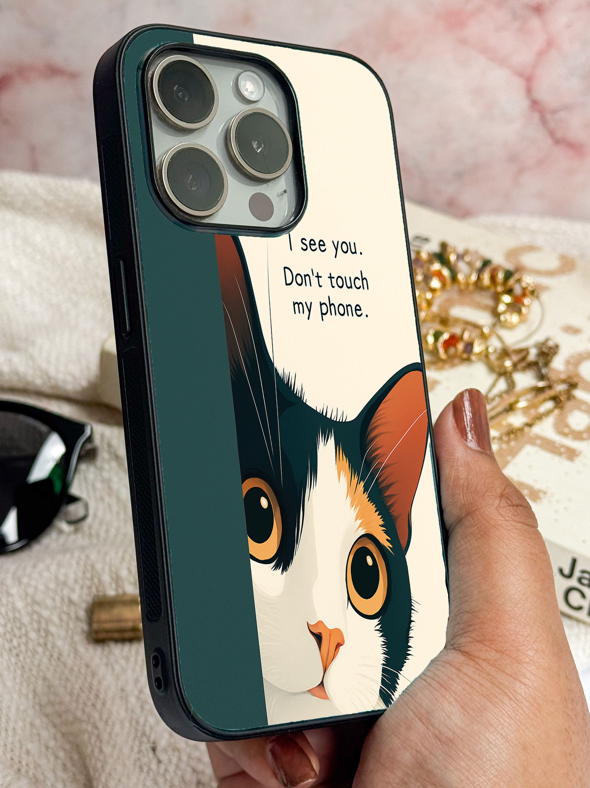 Sassy Cat Premium Glass Back Cover For iPhone 11,12,13,14,15,16,17 Models The Case & Co