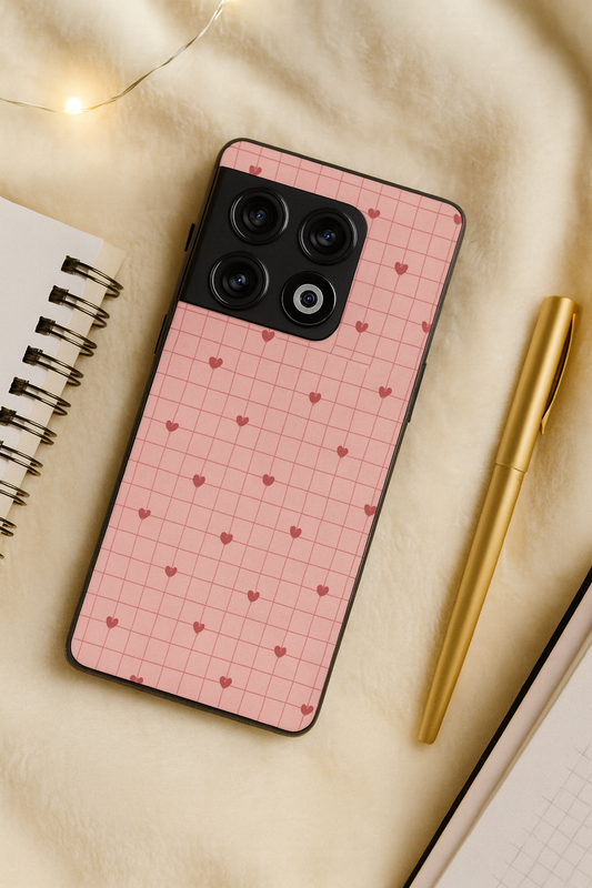 Scrap Book Hearts Glass Back Cover For One Plus 13, 12, 11, 10, Nord Series The Case & Co