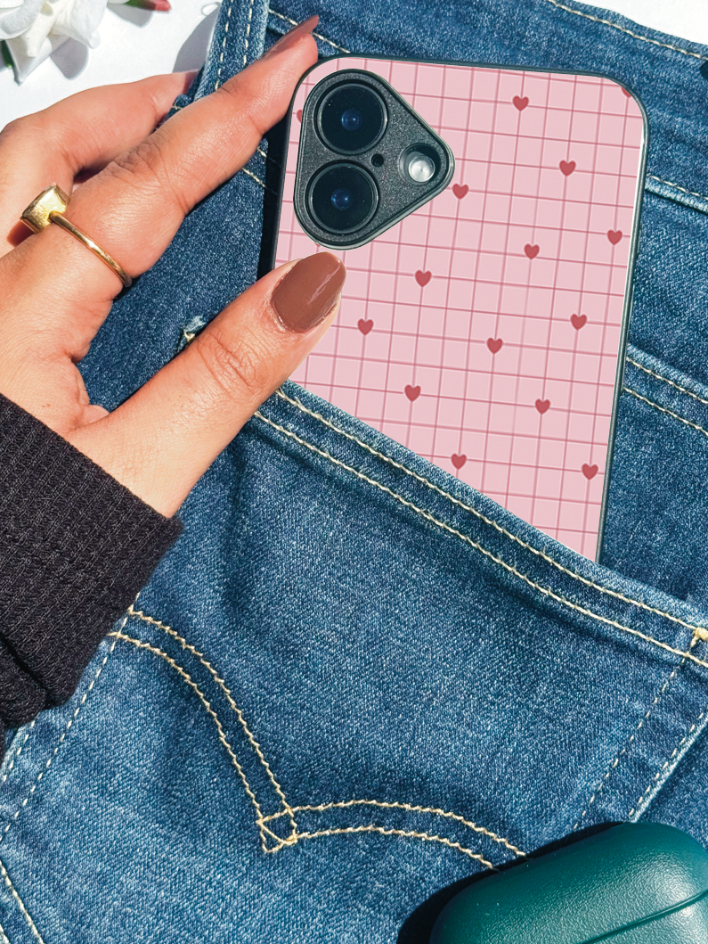 Scrap Book Hearts  Premium Glass Back Cover For iPhone 11,12,13,14,15,16,17 Models The Case & Co