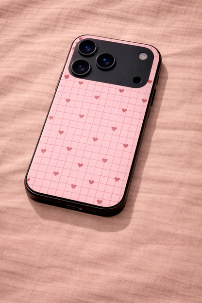 Scrap Book Hearts  Premium Glass Back Cover For iPhone 11,12,13,14,15,16,17 Models The Case & Co