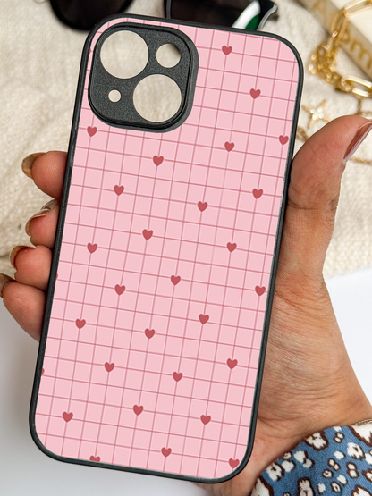 Scrap Book Hearts  Premium Glass Back Cover For iPhone 11,12,13,14,15,16,17 Models The Case & Co