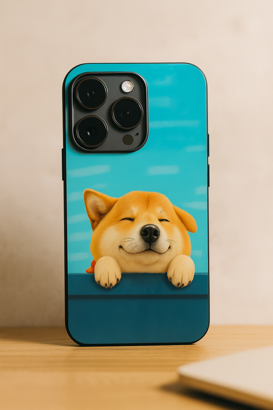Smiley Shibe Premium Glass Back Cover For iPhone 11,12,13,14,15,16,17 Models The Case & Co
