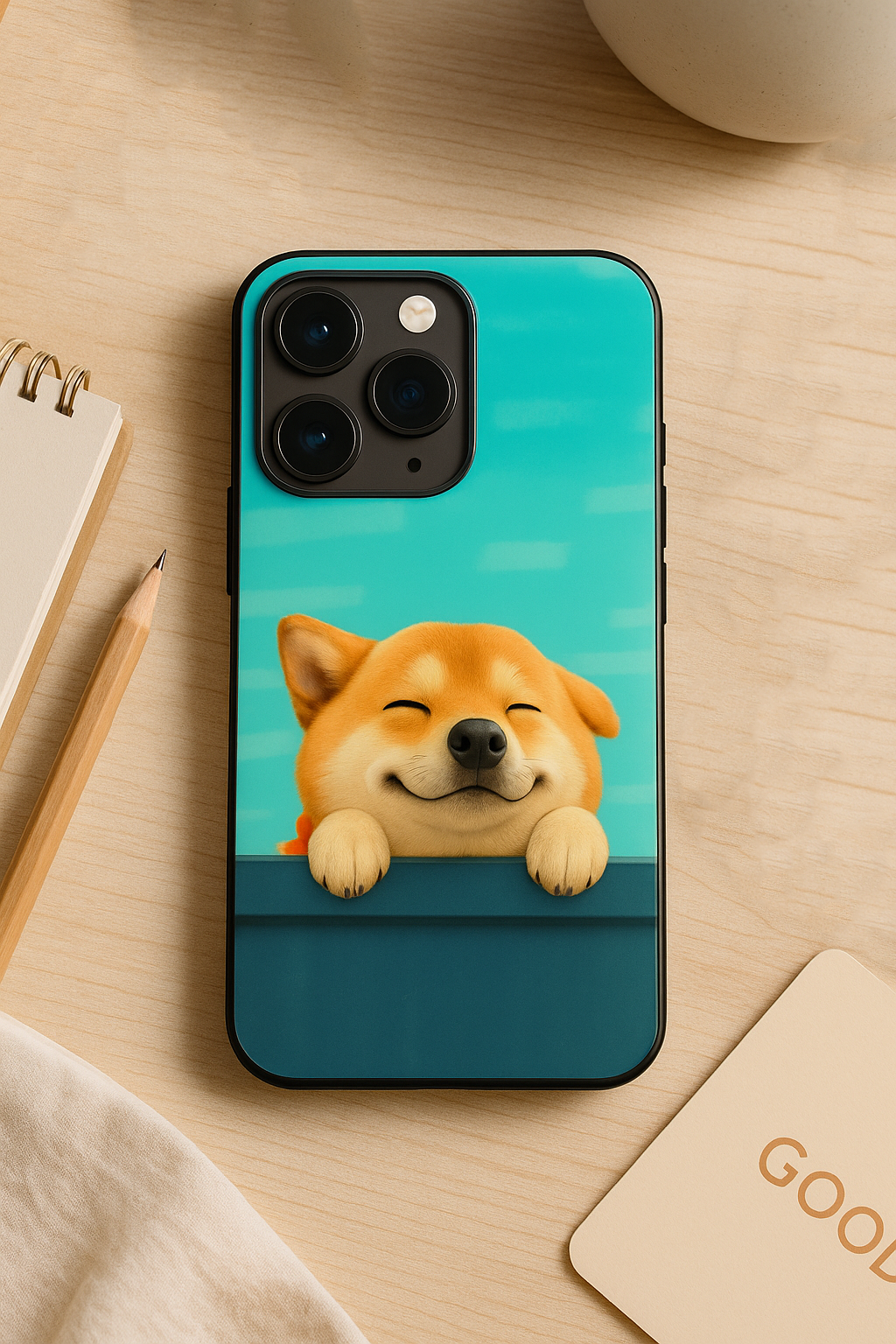 Smiley Shibe Premium Glass Back Cover For iPhone 11,12,13,14,15,16,17 Models The Case & Co