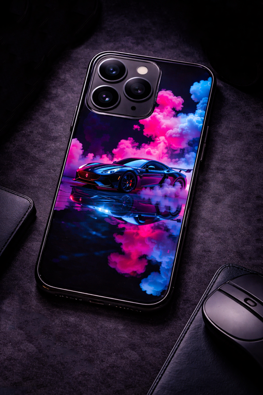 Smoke Racer Premium Glass Back Cover For iPhone 11,12,13,14,15,16,17 Models The Case & Co