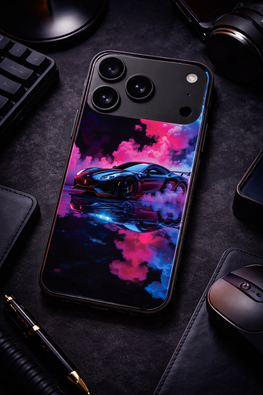 Smoke Racer Premium Glass Back Cover For iPhone 11,12,13,14,15,16,17 Models The Case & Co