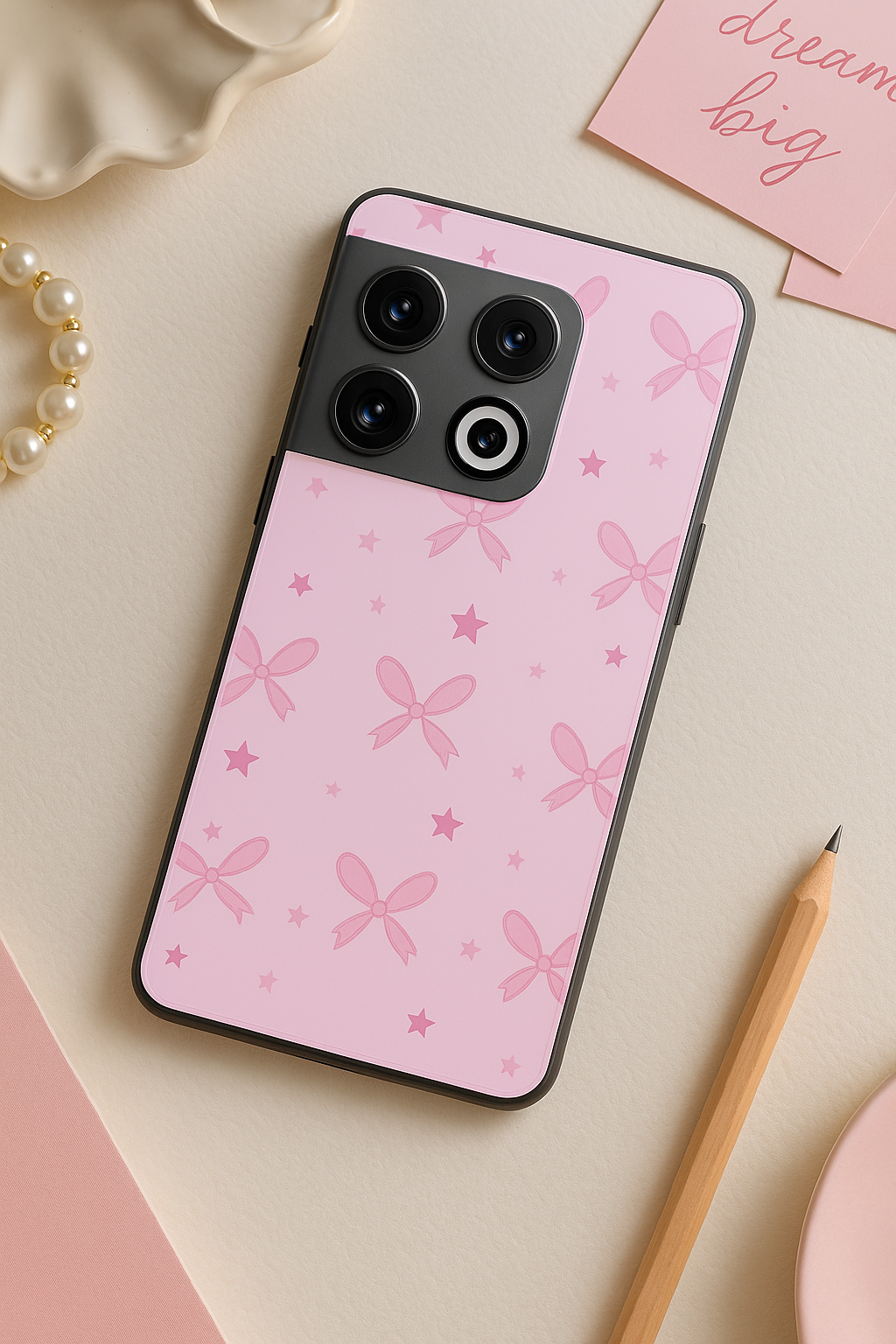 Sparkling Bows Premium Glass Back Cover For One Plus 13, 12, 11, 10, Nord Series The Case & Co