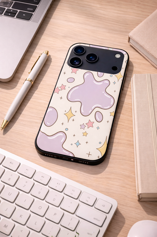 Starry Splash Premium Glass Back Cover For iPhone 11,12,13,14,15,16,17 Models The Case & Co