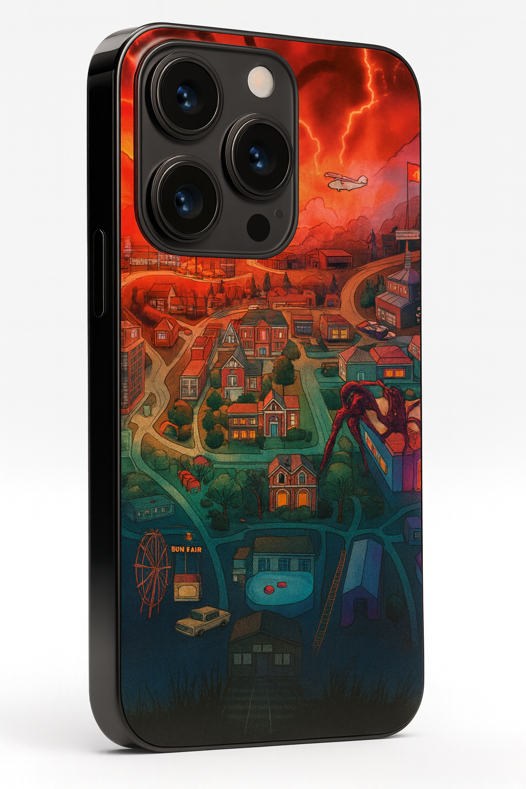 STRANGER THINGS- Hawkins Cinematic Map Premium Glass Back Cover For iPhone 11,12,13,14,15,16,17 Models The Case & Co