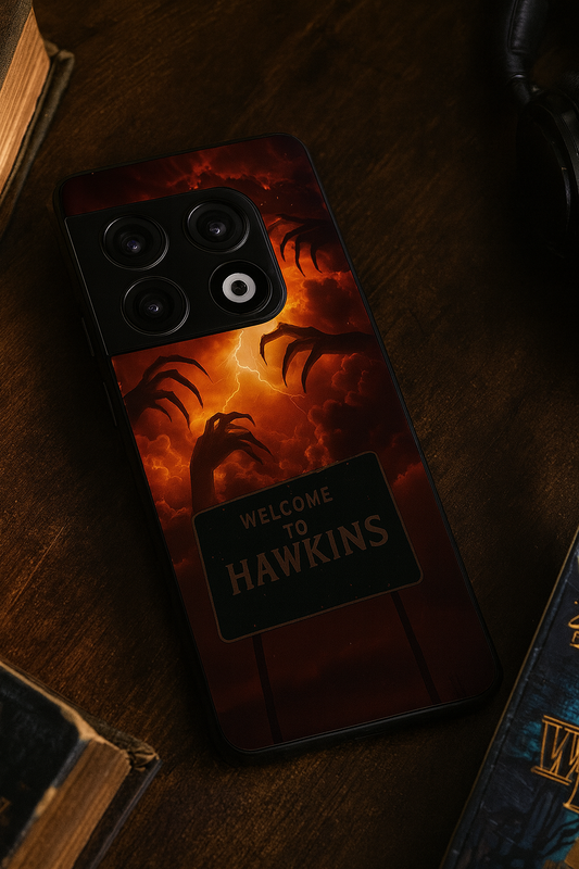 STRANGER THINGS- Inferno Of Hawkins Premium Glass Back Cover For One Plus 13, 12, 11, 10, Nord Series The Case & Co