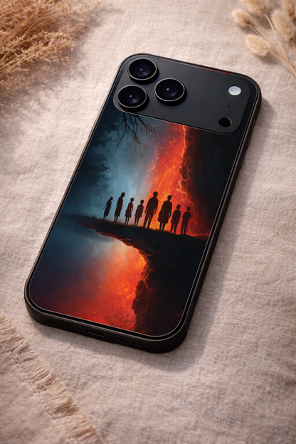 STRANGER THINGS- Parallel Edge Premium Glass Back Cover For iPhone 11,12,13,14,15,16,17 Models The Case & Co