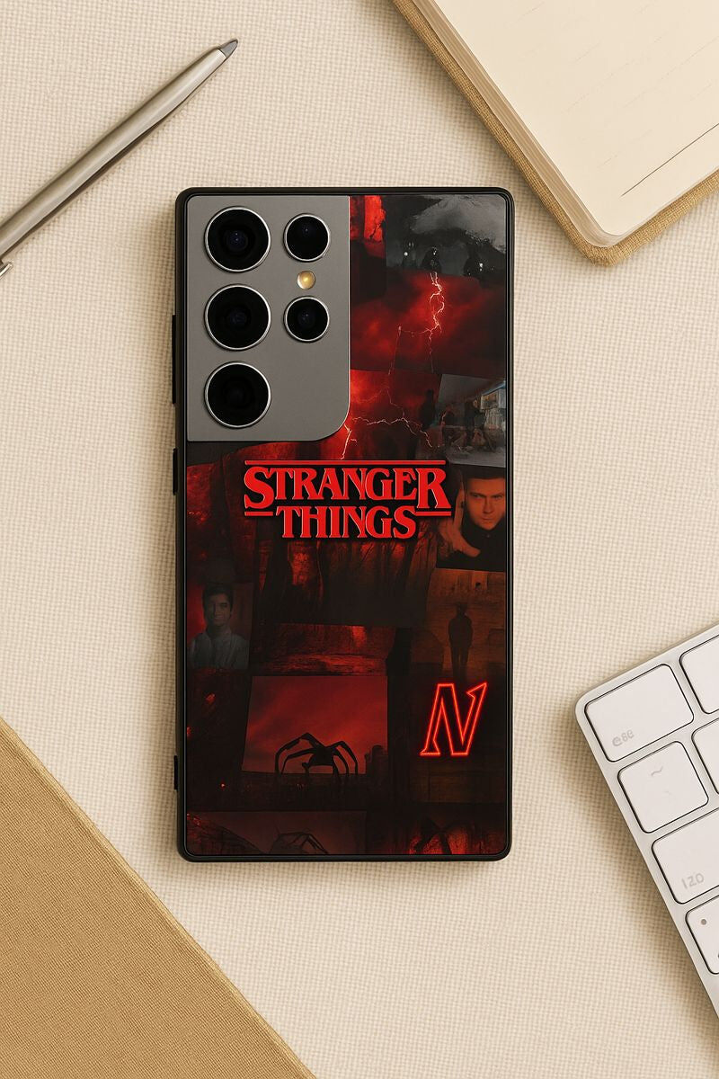 STRANGER THINGS- Red Realm Edit Premium Glass Back Cover For Galaxy S, A, M & F Series The Case & Co