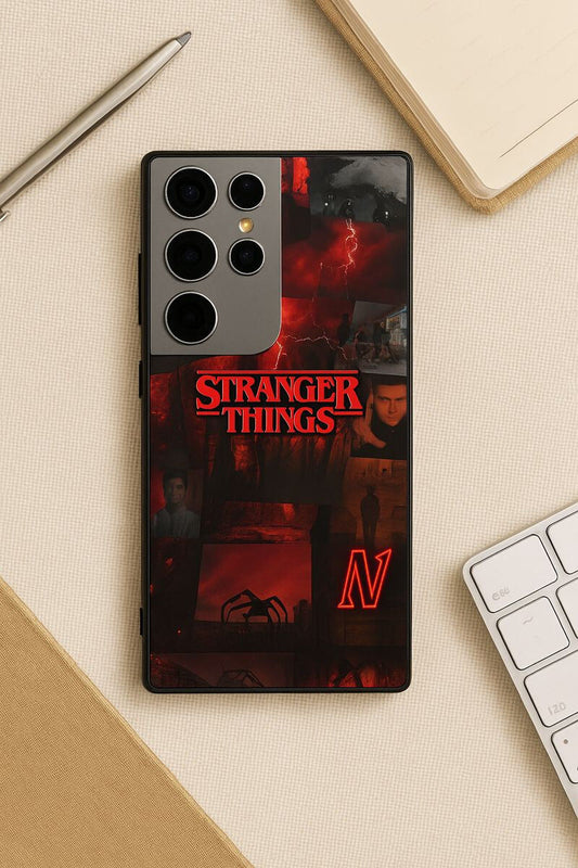 STRANGER THINGS- Red Realm Edit Premium Glass Back Cover For Galaxy S, A, M & F Series The Case & Co
