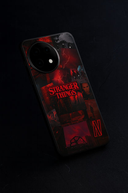 STRANGER THINGS- Red Realm Edit Premium Glass Back Cover For One Plus 13, 12, 11, 10, Nord Series The Case & Co