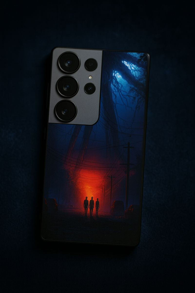 STRANGER THINGS- Shadowrise Premium Glass Back Cover For Galaxy S, A, M & F Series The Case & Co