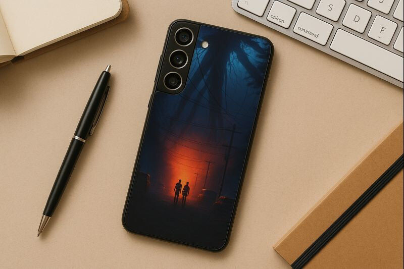 STRANGER THINGS- Shadowrise Premium Glass Back Cover For Galaxy S, A, M & F Series The Case & Co