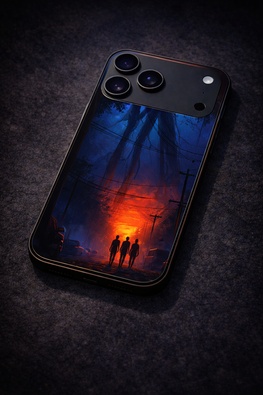 STRANGER THINGS- Shadowrise Premium Glass Back Cover For iPhone 11,12,13,14,15,16,17 Models The Case & Co