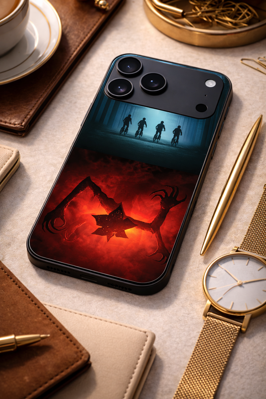 STRANGER THINGS- ShadowSplit Premium Glass Back Cover For iPhone 11,12,13,14,15,16,17 Models The Case & Co