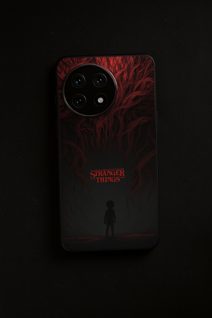 STRANGER THINGS- Stranger Dark Roots Premium Glass Back Cover For One Plus 13, 12, 11, 10, Nord Series The Case & Co