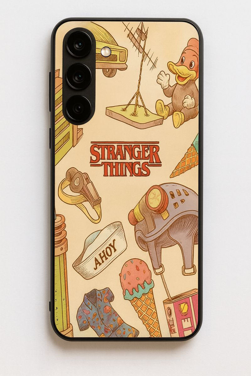 STRANGER THINGS- Stranger Things Doodle Art Premium Glass Back Cover For Galaxy S, A, M & F Series The Case & Co