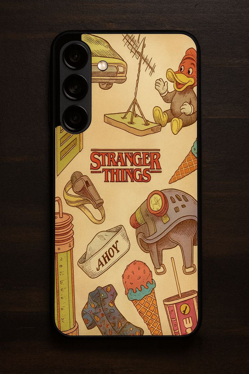 STRANGER THINGS- Stranger Things Doodle Art Premium Glass Back Cover For Galaxy S, A, M & F Series The Case & Co