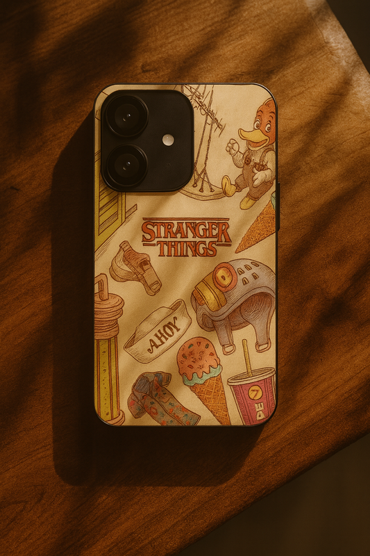 STRANGER THINGS- Stranger Things Doodle Art Premium Glass Back Cover For iPhone 11,12,13,14,15,16,17 Models The Case & Co