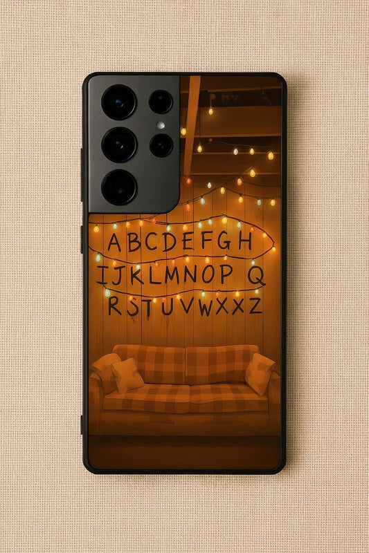 STRANGER THINGS- The Alphabet Wall Premium Glass Back Cover For Galaxy S, A, M & F Series The Case & Co