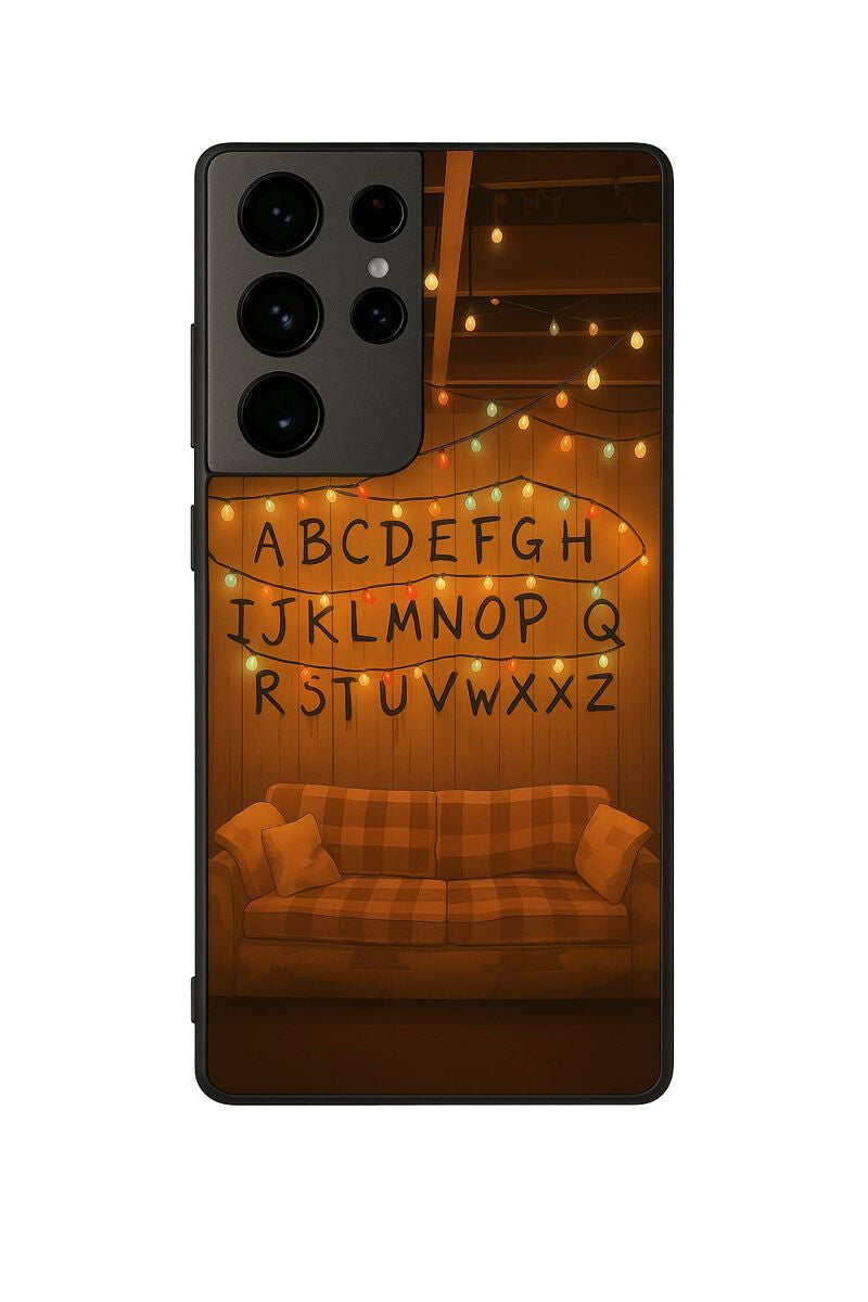 STRANGER THINGS- The Alphabet Wall Premium Glass Back Cover For Galaxy S, A, M & F Series The Case & Co