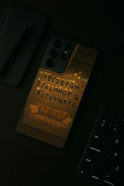 STRANGER THINGS- The Alphabet Wall Premium Glass Back Cover For Galaxy S, A, M & F Series The Case & Co