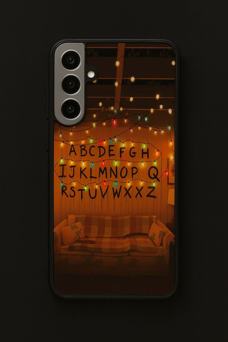 STRANGER THINGS- The Alphabet Wall Premium Glass Back Cover For Galaxy S, A, M & F Series The Case & Co