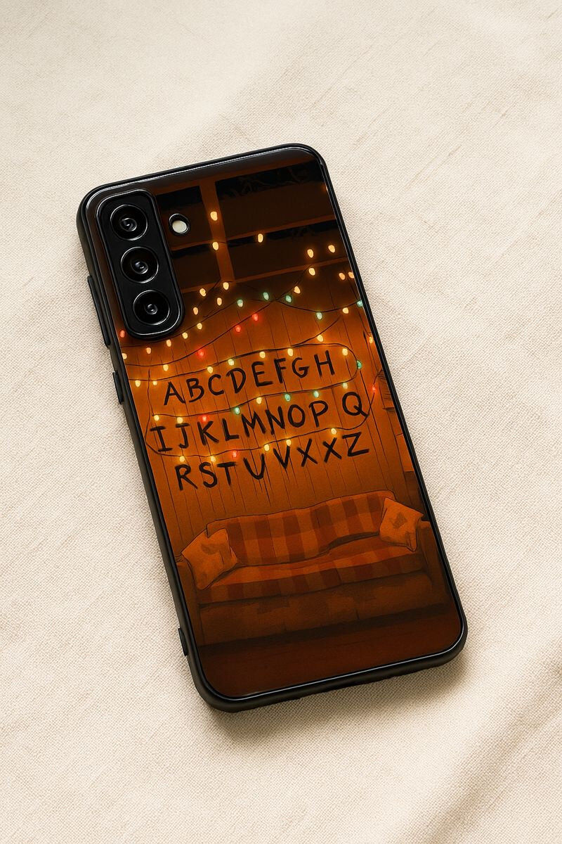 STRANGER THINGS- The Alphabet Wall Premium Glass Back Cover For Galaxy S, A, M & F Series The Case & Co