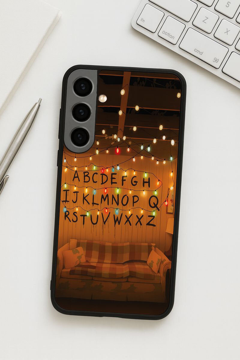 STRANGER THINGS- The Alphabet Wall Premium Glass Back Cover For Galaxy S, A, M & F Series The Case & Co