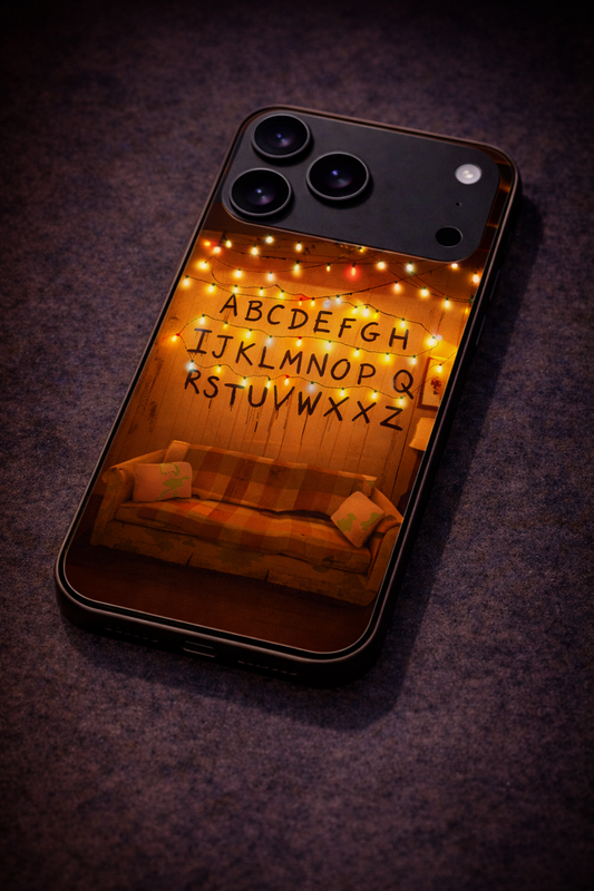 STRANGER THINGS- The Alphabet Wall Premium Glass Back Cover For iPhone 11,12,13,14,15,16,17 Models The Case & Co