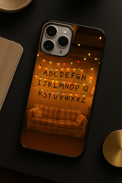 STRANGER THINGS- The Alphabet Wall Premium Glass Back Cover For iPhone 11,12,13,14,15,16,17 Models The Case & Co