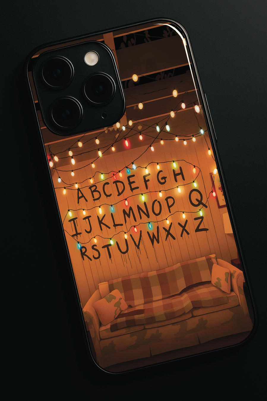 STRANGER THINGS- The Alphabet Wall Premium Glass Back Cover For iPhone 11,12,13,14,15,16,17 Models The Case & Co
