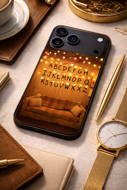 STRANGER THINGS- The Alphabet Wall Premium Glass Back Cover For iPhone 11,12,13,14,15,16,17 Models The Case & Co